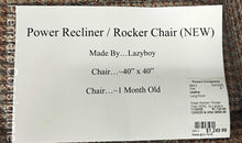 Load image into Gallery viewer, Power Recliner / Rocker Chair (Like New)...by Lazyboy