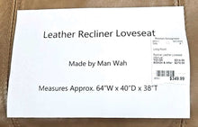 Load image into Gallery viewer, Leather Recliner Loveseat (Manual)... Made By.. Man Wah
