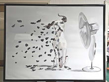 Load image into Gallery viewer, Framed Canvas Painting &quot;Fan Blowing Dalmatian Dog Spots&quot;
