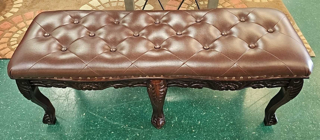 Tufted Leather Bench