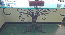 Load image into Gallery viewer, &quot;Harvest Shocks&quot; Glass Top Foyer Table w/ Wrought Iron Base
