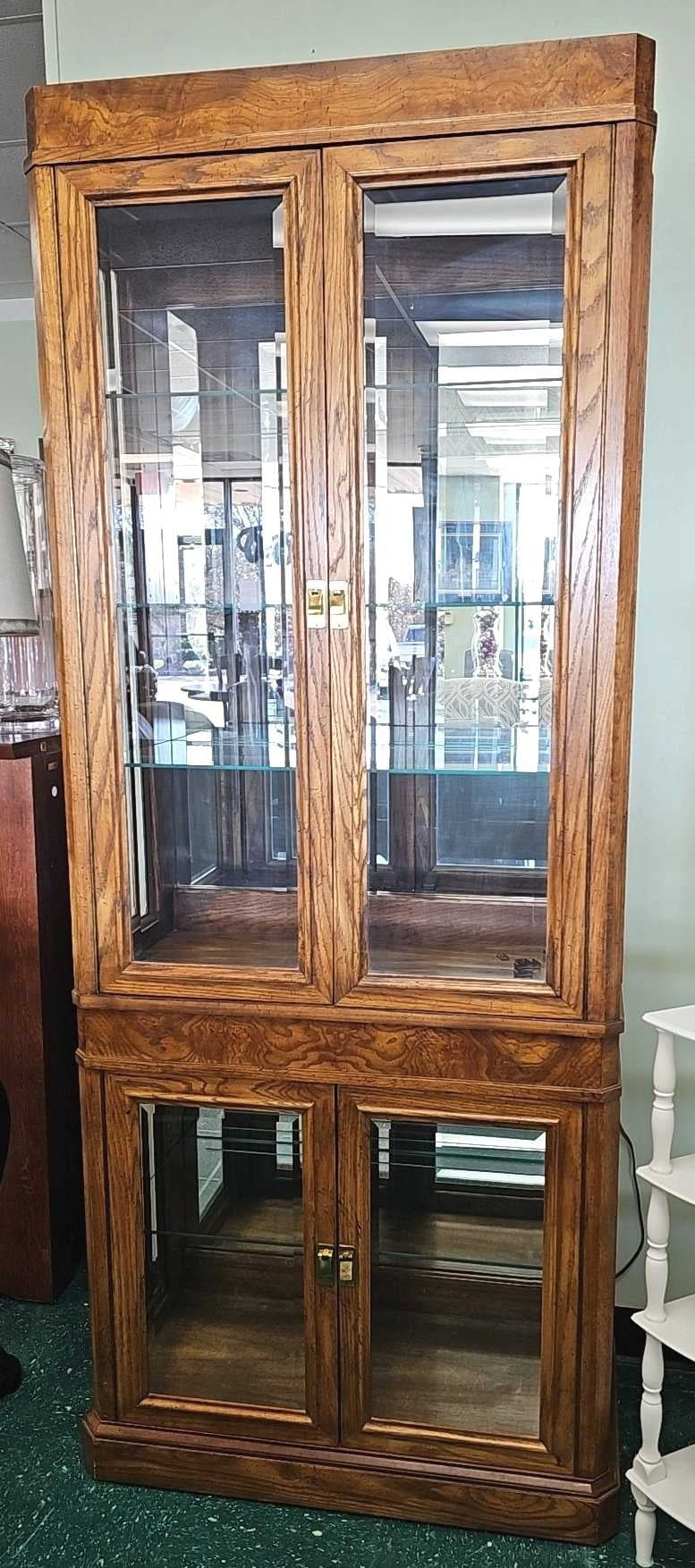 Six Shelf Lighted Oak Curio