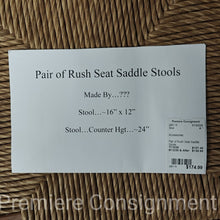 Load image into Gallery viewer, Pair of Rush Seat Saddle Stools
