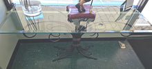 Load image into Gallery viewer, &quot;Harvest Shocks&quot; Glass Top Foyer Table w/ Wrought Iron Base
