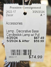 Load image into Gallery viewer, Decorative Base Candlestick Lamp w/ Pull Chain Switch
