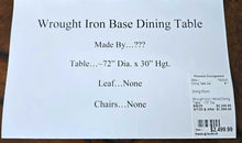 Load image into Gallery viewer, Wrought Iron / Wood Dining Table
