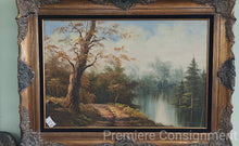 Load image into Gallery viewer, Large Framed Original Oil Painting &quot;Path Along Lake Shore Line&quot;
