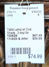 Load image into Gallery viewer, Table Lamp w/ Oval Shade...3 way lite
