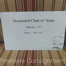 Load image into Gallery viewer, Striped Occasional Chair with Carved Wooden Accents, nailhead trim
