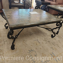 Load image into Gallery viewer, Wrought Iron and Stone Coffee Table
