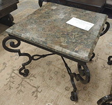 Load image into Gallery viewer, Wrought Iron and  Stone End table
