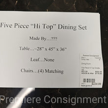 Load image into Gallery viewer, Five Piece Hi Top Dinette Set
