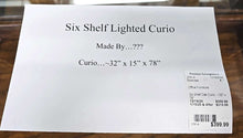 Load image into Gallery viewer, Six Shelf Lighted Oak Curio
