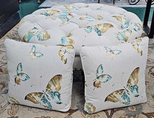 Load image into Gallery viewer, Butterfly Pattern  Round Ottoman with 2 Matching Pillows
