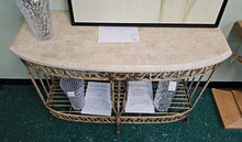 Load image into Gallery viewer, Wrought Iron Foyer Table w/ Faux Marble Top
