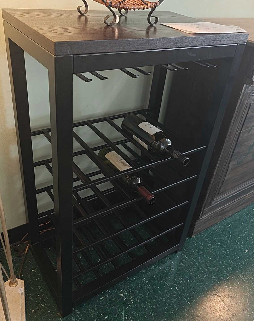 Five Shelf Wine Rack w/ Wood Top