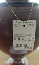 Load image into Gallery viewer, Table Lamp w/ Red Orb Base
