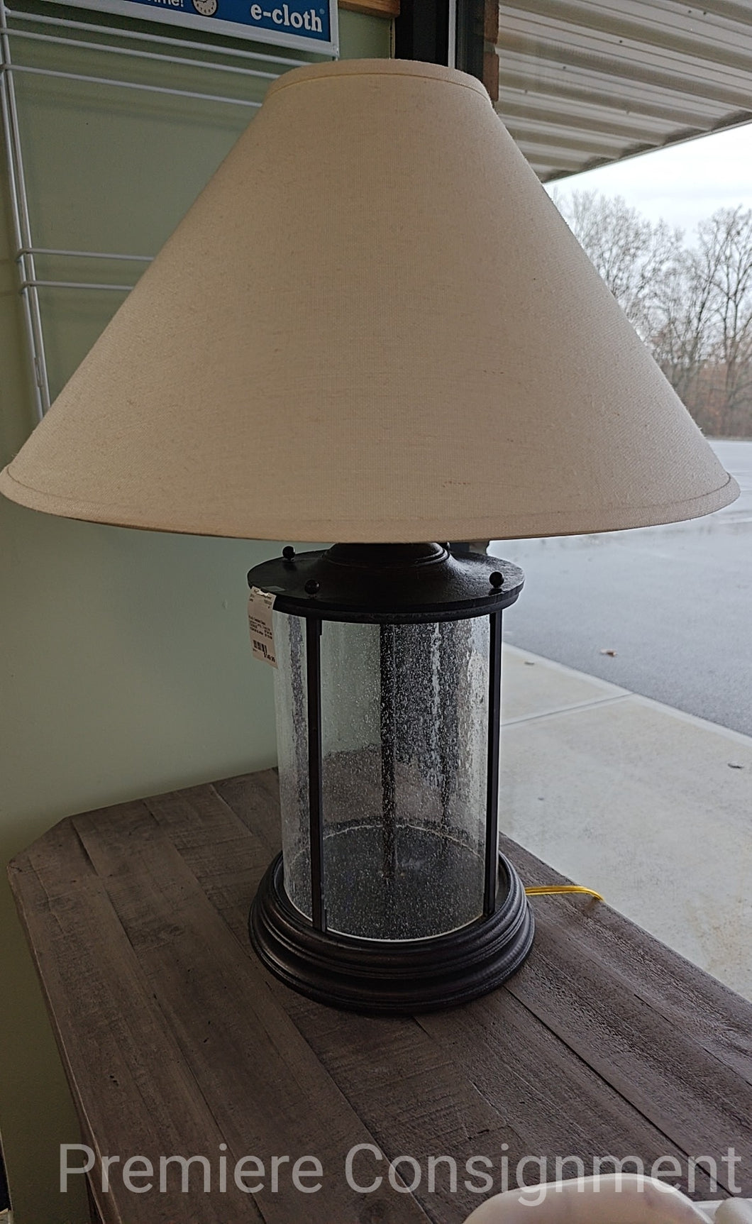 Rustic Seeded Glass Lantenrn Lamp