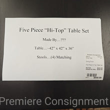 Load image into Gallery viewer, Five Piece Hi-Top Table Set
