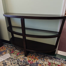 Load image into Gallery viewer, 3 tier Half Moon Table with Glass center shelf
