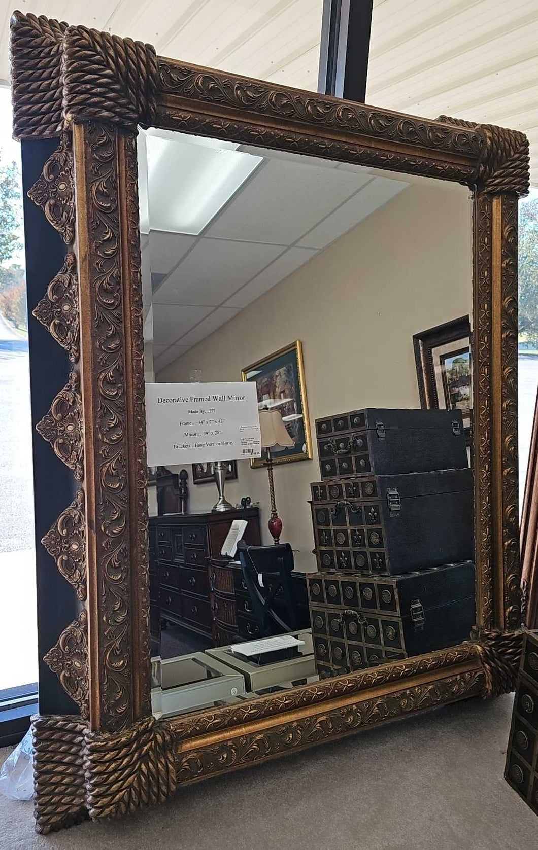 Large Framed Bevel Mirror