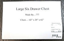 Load image into Gallery viewer, Large Vintage Six Drawer Chest of Drawers
