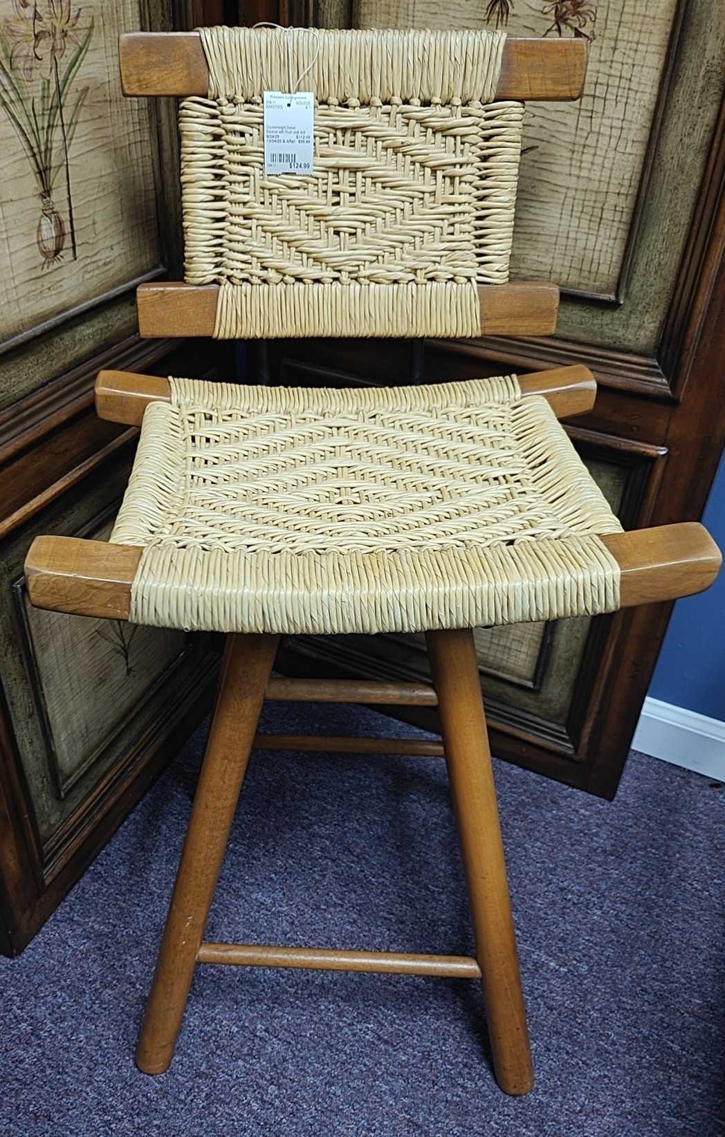 Counterheight Swivel Barstool with Rush seat and Back