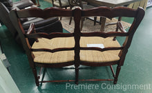 Load image into Gallery viewer, Carved Mahogany Ladder Back Rush Seat Bench
