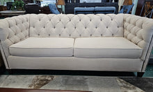 Load image into Gallery viewer, Off White Tufted Chesterfield Sofa w/ Nailhead Trim...by Sam Moore / Hooker
