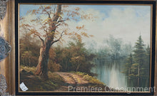 Load image into Gallery viewer, Large Framed Original Oil Painting &quot;Path Along Lake Shore Line&quot;
