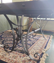 Load image into Gallery viewer, Rustic Dining Table with Iron Edges and base
