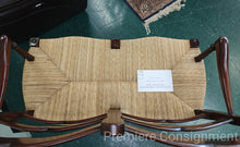 Load image into Gallery viewer, Carved Mahogany Ladder Back Rush Seat Bench
