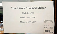 Load image into Gallery viewer, &quot;Burl Wood&quot; Framed Mirror
