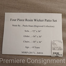 Load image into Gallery viewer, Four Piece  Paula Deen Resin Wicker Patio Seating Set
