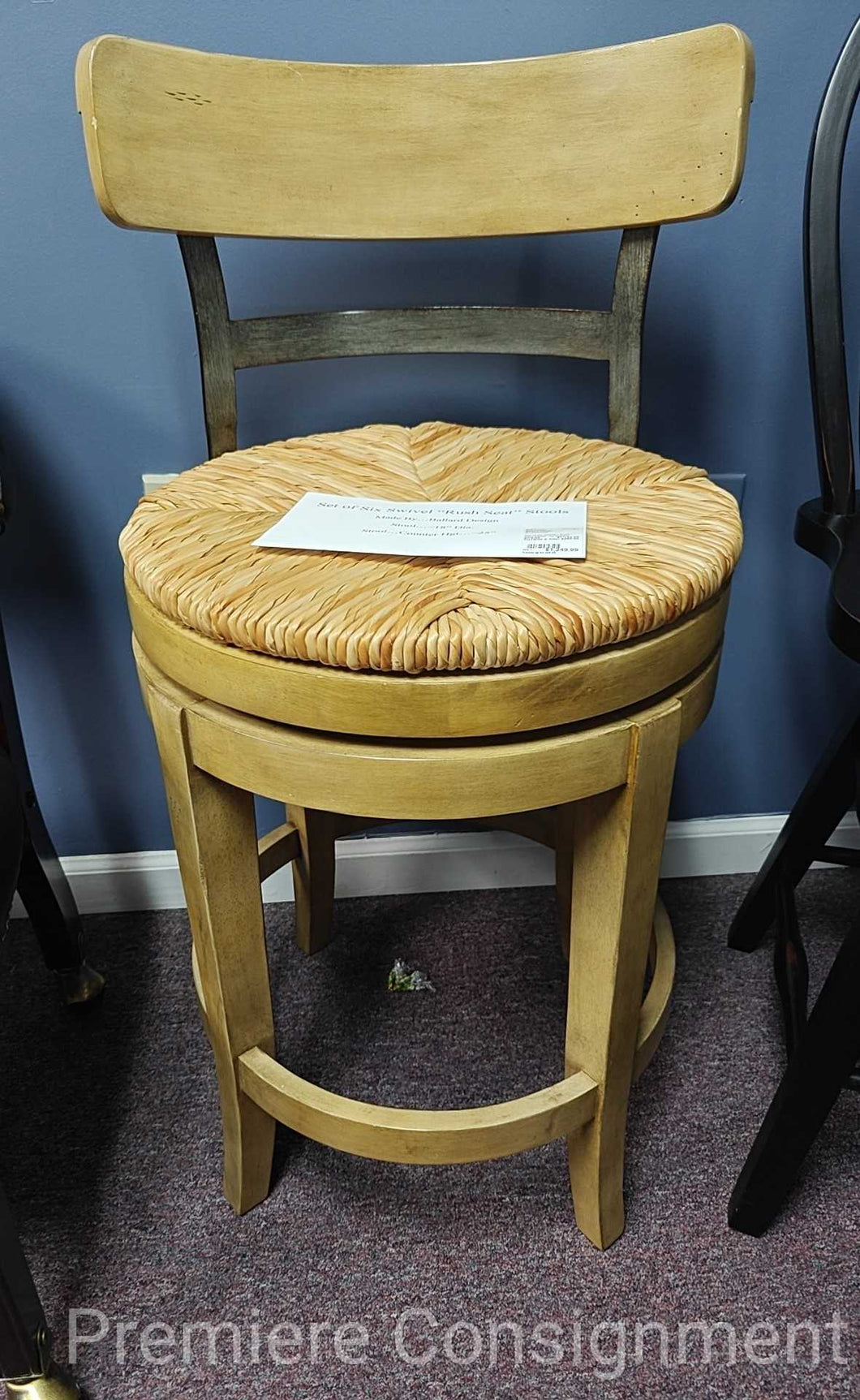 Set of Six Swivel / Rush Seat Stools...by Ballard Design