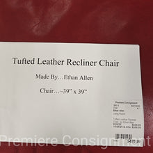 Load image into Gallery viewer, Tufted Leather Recliner Chair...by Ethan Allen
