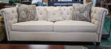 Load image into Gallery viewer, Off White Tufted Chesterfield Sofa w/ Nailhead Trim...by Sam Moore / Hooker
