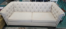 Load image into Gallery viewer, Off White Tufted Chesterfield Sofa w/ Nailhead Trim...by Sam Moore / Hooker
