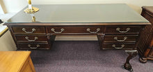 Load image into Gallery viewer, &quot;Chippendale&quot; Leather Top Writing Desk w/ Glass Cover
