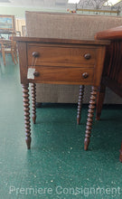 Load image into Gallery viewer, Walnut Spindle Leg Side Table with Drawers
