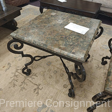 Load image into Gallery viewer, Wrought Iron and  Stone End table

