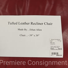 Load image into Gallery viewer, Tufted Leather  Recliner Chair...by Ethan Allen
