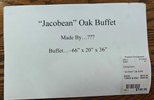 Load image into Gallery viewer, "Jacobean" Oak  Buffet
