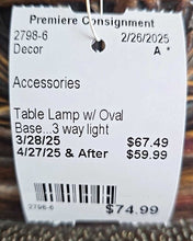 Load image into Gallery viewer, Table Lamp w/ Oval Base...3 way light
