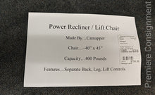 Load image into Gallery viewer, Power Recliner / Lift Chair...by Catnapper
