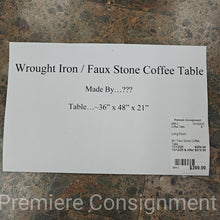 Load image into Gallery viewer, Wrought Iron and Stone Coffee Table
