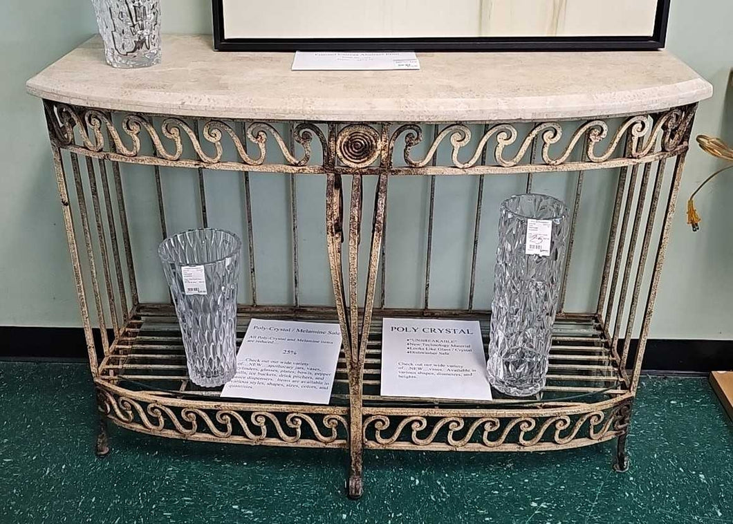 Wrought Iron Foyer Table w/ Faux Marble Top