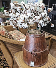 Load image into Gallery viewer, Wooden Keg / Vase w/ Cotton Plants
