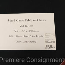 Load image into Gallery viewer, Three Way Game Table w/ Four Chairs
