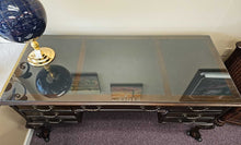 Load image into Gallery viewer, &quot;Chippendale&quot; Leather Top Writing Desk w/ Glass Cover
